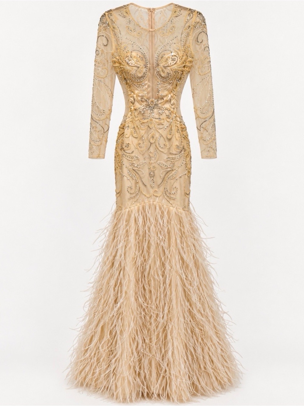 Stunning Afina Luxury Champagne-Gold Embellished Evening Gown.Size 8. Never Worn